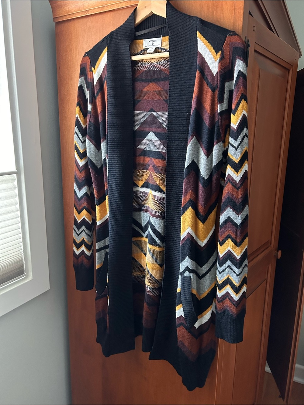 Target x Missoni Chevron Open‑Front Cardigan -Black, Brown & Mustard